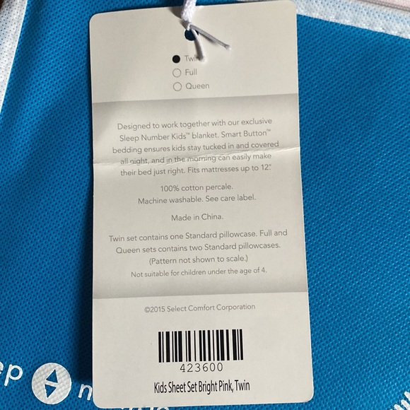 SLEEP NUMBER Sheet Set Twin. Bright pink. - Picture 4 of 7